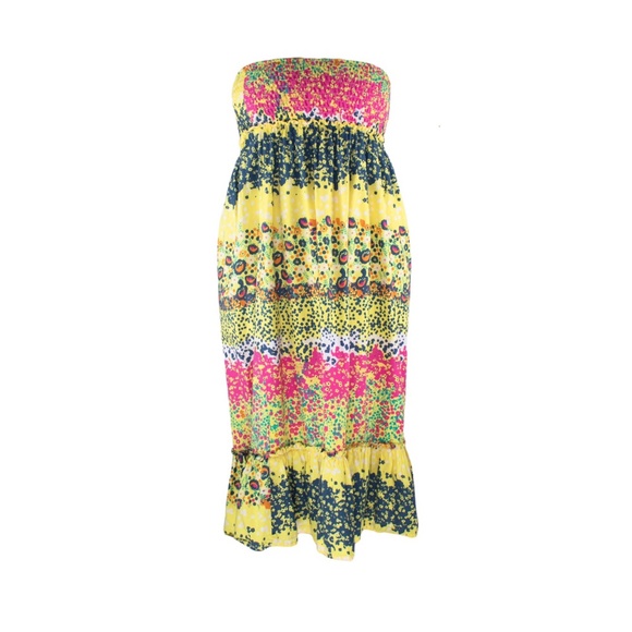 Yellow Floral Midi Cotton Dress - Picture 1 of 2